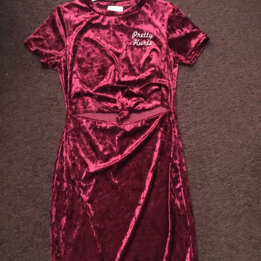 Burgundy velvet dress